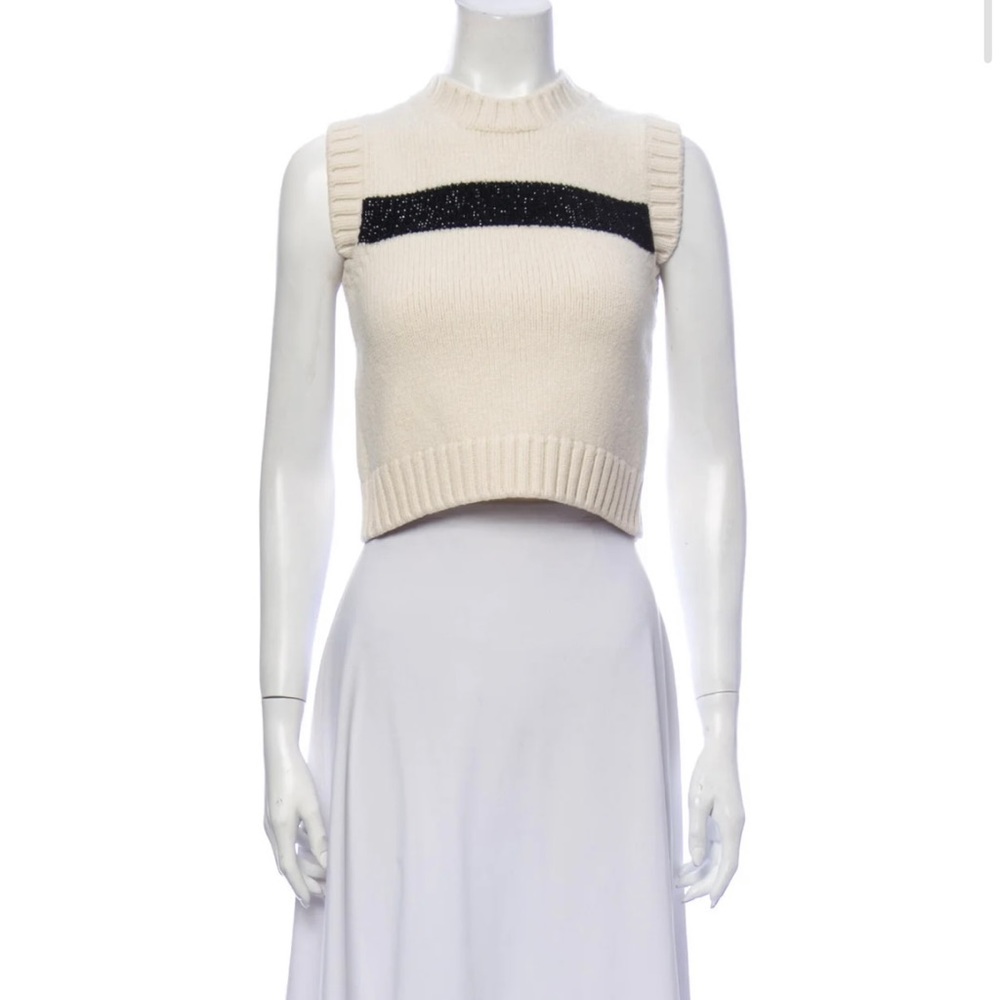 Philosophy di Lorenzo Serafini Virgin Wool Mock Neck Crop Sweater Vest